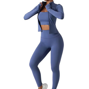 Diseña tu propio conjunto de yoga para mujer, ropa deportiva para gimnasio, conjunto de yoga para mujer con cierre de cremallera, nuevo estilo, conjunto de yoga para mujer en venta - Product Image 1