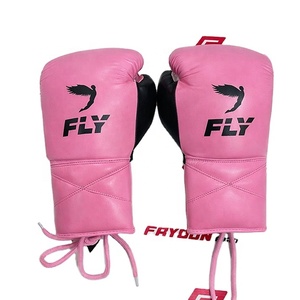 Guantes de Boxeo Personalizados Fly, Modelo Nuevo, Color Negro y Rosa, con Cordones, de Cuero Vacuno Genuino, Profesionales, para Sparring y MMA - Product Image 1