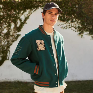 Chaqueta Varsity para Hombre, Cuello Alto, Delgada, con Logotipo Personalizado, de Primera Calidad, Ecológica, Resistente al Viento, Transpirable para Invierno - Product Image 4