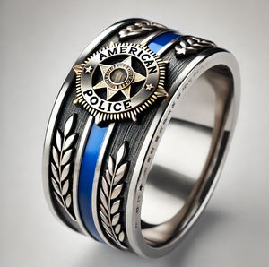 Matte <b>Black</b> Thin Blue Line <b>Ring</b> - Product Image 5