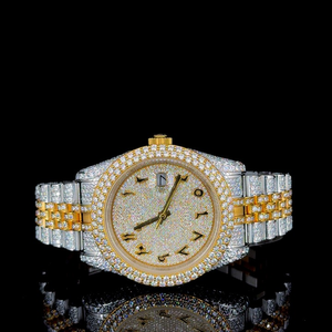 Reloj de Pulsera de Acero Inoxidable con Movimiento Mecánico de Lujo, Estilo Hip-Hop Empresarial de Dos Tonos, con Incrustaciones de Diamantes Moissanite - Product Image 1