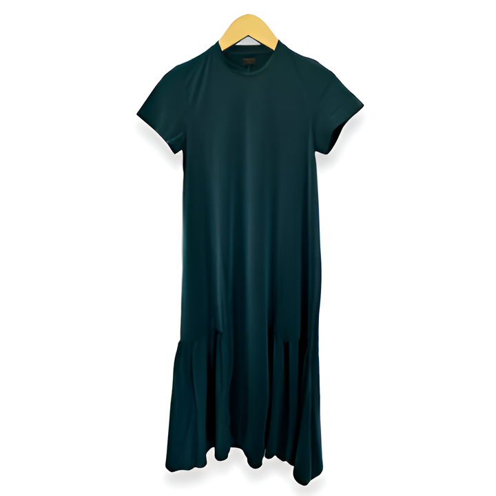 High Quality Midi Dress for Women Casual Polyester Short-Sleeved Comfortable and Durable with a Solid Pattern Selena Design