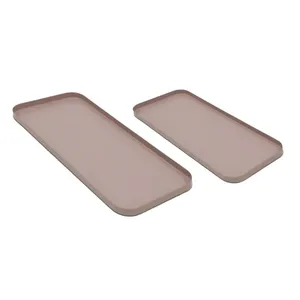 Plateau Rectangle en fer classique couleur noire ensemble de 2 plateaux de service de grande taille et plateau décoratif pour hôtel et restaurant en vrac - Product Image 2