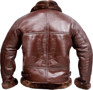 Chaqueta Bomber de Aviador con Forro de Piel de Oveja Auténtica para Invierno - Product Image 4