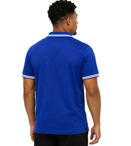 Chemise décontractée pour homme à manches courtes, col classique, en coton 100% tricoté, anti-plis, vintage, brodée de lettres grecques bleu roi - Product Image 3