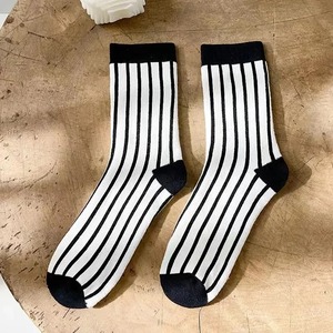 Black and White Cotton Blend <b>Socks</b> <b>for</b> <b>Men</b> Women Autumn Casual Body Cuff - Product Image 4