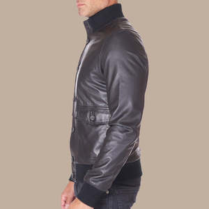 Chaqueta de cuero genuino para hombre, transpirable, a prueba de viento, impermeable, cómoda, con cremallera, cuello levantado, estilo de motorista, ropa de invierno informal - Product Image 4