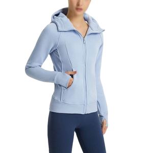 Sudaderas con capucha de diseño personalizado al por mayor para mujer, de invierno/otoño, para gimnasio, de color liso, con cremallera completa, holgadas, para correr al aire libre, con cierre frontal - Product Image 6