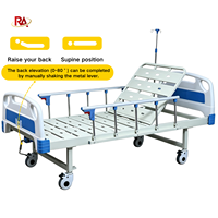 Lit d'hôpital manuel avec matelas, dossier réglable, barrières latérales, roulettes, acier laminé à froid, garantie 1 an, lit médical pour soins infirmiers
