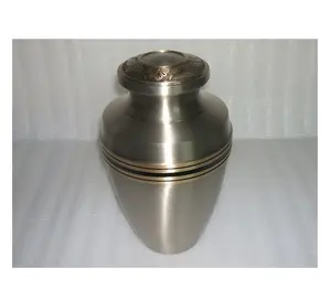 Urnas de cremación de cenizas humanas únicas 2 tonos Acabado elegante para suministros funerarios Urnas de metal en precio al por mayor Nuevas urnas de recuerdo
