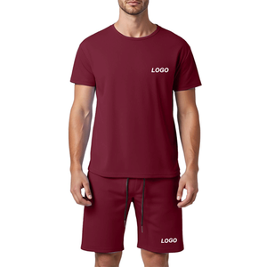 <b>Top</b> Notch Summer Cotton Fleece Sportswear T-shirts Set Quick Drying Breathable T-shirt Shorts 2-piece Casual Oversized Sets - Product Image 2
