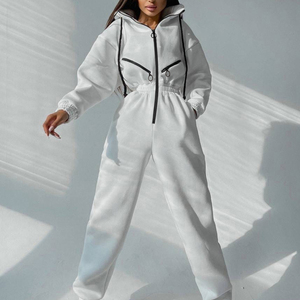 Women's Custom Cropped Hoodie Set Plus Size Jumpsuit Tracksuits Sweatsuit Jogging <b>One</b> Piece <b>Top</b> Hooded for Sports Exercise - Product Image 4