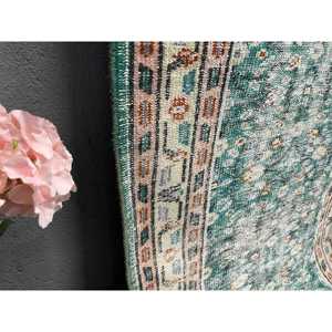 2.9x10.7 ft Rug, Vintage Turkish <b>Runner</b> Rug, <b>Green</b> Wool Rug - Product Image 4