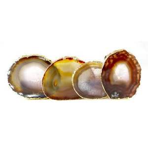 Hot Selling Hand Carved Multi <b>Colours</b> Round Natural Agate Coaster <b>Set</b> of 4 Pieces with for Home Decor By Mehak Impex - Product Image 4