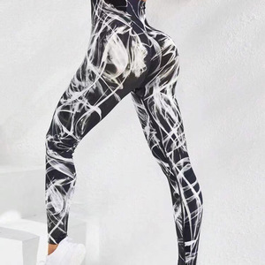 Venta al por mayor Tie Dye Mujeres Yoga Leggings Sin Costuras Levantamiento de Cadera Fitness Pantalones Cintura Alta Control de Barriga Secado Rápido Medias Deportivas - Product Image 1