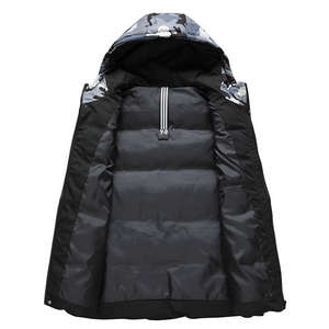 Chaqueta de invierno para hombre de poliéster 100% al por mayor, chaleco de plumón acolchado para exteriores de camuflaje sin mangas con capucha y cuello levantado - Product Image 3