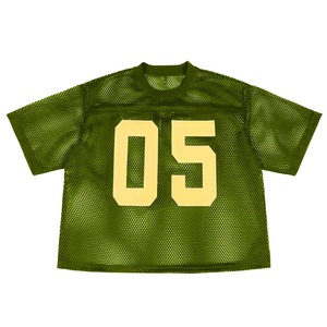 Wholesale Custom Cotton Mesh Baseball Jersey Knit Stripe Print Boxy T-shirt Oversized V-neck <b>Cropped</b> Mesh Jersey - Product Image 3