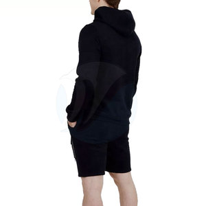 Color sólido por encargo de los hombres sudaderas con capucha conjunto corto liso teñido de manga larga hombres sudaderas con capucha conjunto corto - Product Image 6