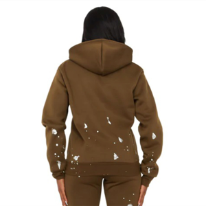 Survêtement à capuche deux pièces pour femme haute performance avec motif uni en tissu de toile de coton biologique pour un confort hivernal - Product Image 2