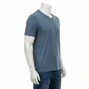 เสื้อยืดคอวีผ้าทอเนื้อนุ่มผสมผ้าฝ้าย ระบายอากาศได้ดี น้ำหนักเบา สวมใส่สบาย ดีไซน์ทันสมัย เหมาะสำหรับใส่ลำลอง - Product Image 4