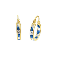 Boucles d'oreilles créoles en or massif 9K avec cristaux (disponibles en 10K-14K-18K) pour femmes et enfants, fermoir à vis, fabriquées en Espagne