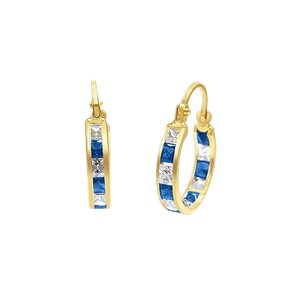 9K Solid Gold Hoop Crystal <b>Earrings</b> (Available 10K-14K-18K)Women Kids Ear Clip Screw Back Made in Spain - Product Image 2
