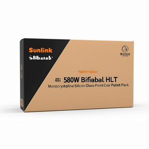 แผงโซลาร์เซลล์ Sunlink 580W แบบสองหน้า HJT-N-Type โมโนคริสตัลไลน์ซิลิคอน ฝาครอบกระจกด้านหน้า บรรจุแบบพาเลท - Product Image 2