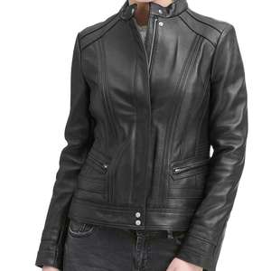 Nouvelle veste en cuir de motard 2026 noire, épaisse, personnalisée, en cuir de mouton véritable, broderie épaisse, fermeture éclair, services OEM - Product Image 2