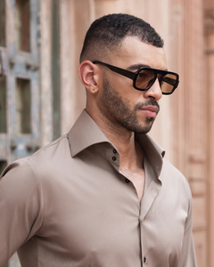 Chemise kaki à col découpé à 2 boutons - Product Image 3