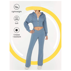 Top corto con logotipo personalizado de diseño profesional, sudaderas con capucha para mujer, tela de punto a la moda, precio al por mayor exigido para mujer - Product Image 5