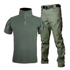 Conjunto de uniformes de verano para hombre, traje negro Multicam transpirable de camuflaje, Camiseta corta, camisa, uniforme de carga táctico, conjunto de caza - Product Image 4