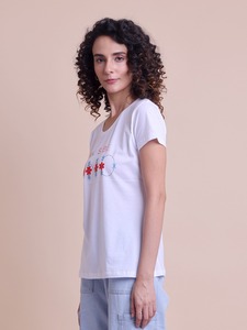 Camiseta de media manga con cuello estampado elegante y elegante de ODM Supply, cómoda Lona de moda para el verano, camisetas de talla grande para mujer - Product Image 4