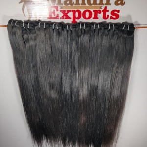 Cutícula alineada 100% crudo sin procesamiento químico natural virgen paquete largo recto indio extensiones de cabello humano - Product Image 4