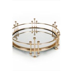 Luxury Gold Metal Geometric <b>Mirror</b> Tray Decorative Glass Cosmetic Organizer Vanity Tray for Jewelry Perfume Wedding Centerpiece - Product Image 6