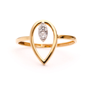 Anillo de Oro con Forma de Lágrima, Diseño Hueco Elegante, Regalo de Boda para Mujer - Product Image 1