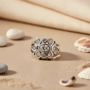 Rose Gold Plated Fashionable Silver Cubic Zirconia <b>Ring</b> for Women <b>Statement</b> Jewelry Inlay Trendy Moissanite <b>Rings</b> - Product Image 2