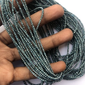 2Mm 3Mm 4Mm Tự Nhiên Màu Xanh Kim Cương Mặt Rondelle Hạt Sợi Nhà Máy Đại Lý Giá Kim Cương Đá Bán Buôn Ấn Độ Surat Bất - Product Image 3