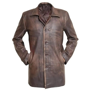 Top Selling Men's Casual Leather Long Coat Breathable Wind-Proof Sheep <b>Fur</b> High Quality Camel-Filled at Wholesale Price - Product Image 3