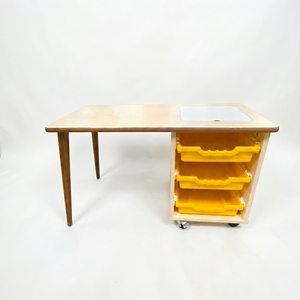 Scandinavian MDF <b>Desk</b> with Storage Drawer for School Use Modern Design Square Shape Light Color Finish 2-Seater - Product Image 3