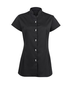 Blouse de laboratoire unisexe blanche à manches courtes avec bordure menthe en toile, tenue de travail hospitalière KATBROS INDUSTRY, thermocollage sans couture - Product Image 4