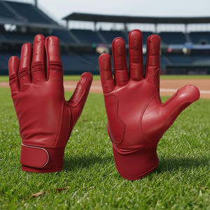 Top Grade Professional Customized Cowhide Leather Ambidextrous <b>Hook</b> Loop Closure Durable Baseball Softball Batting Gloves High - Product Image 5