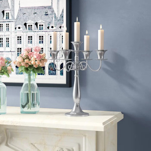 Candelabros de aluminio, centros de mesa para bodas, candelabros con acabado plateado de 5 brazos para decoraciones de mesa para el suelo del hogar - Product Image 3