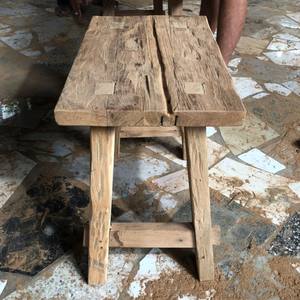 Taburete de Madera de Teca Reciclada Vintage, Asiento de Madera Maciza Rústico y Duradero para Restaurante, Cafetería, Resort, Hotel, Entrada, Almacén, Apartamento - Product Image 4