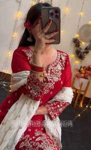 Precioso Traje de Seda Sintética Gorgette con Pantalones Palazzo y Dupatta para Kurti de Mujer, en Existencia, Hecho en India, Precio Bajo - Product Image 5