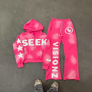 Chándales acampanados de lavado ácido para hombre personalizados del mejor fabricante, ropa de calle transpirable, último estilo, patrón sólido de talla grande, MOQ bajo - Product Image 3