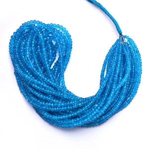 Piedra preciosa de apatita de neón AAA, cuentas de Rondelle facetadas de 3mm-5mm, cuentas sueltas de piedras preciosas semipreciosas de apatita azul Natural para la fabricación de joyas - Product Image 1
