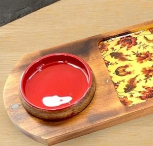 Plato de madera esmaltado de diseñador de Venta caliente con tazón Plato rectangular de bajo costo Juego de platos para bodas Sirve - Product Image 2