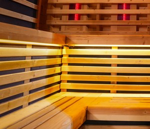 Home Spa Carbonized Spruce Wooden Outdoor 4 People Sauna Room with Infrared <b>Heaters</b> - Product Image 4