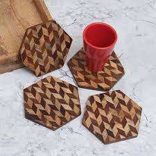 Hand Carved Design Economically Priced <b>Mats</b> & Pads Hot Selling Product <b>Table</b> Top Decorative <b>Wooden</b> Coasters With Holder - Product Image 6