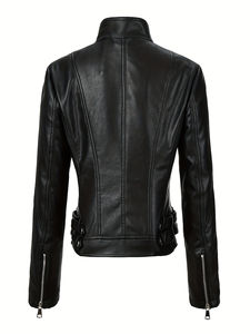 เสื้อแจ็คเก็ตฤดูหนาวสำหรับผู้หญิง ทำจากหนัง PU คลาสสิก ผ้าฝ้ายถัก กันน้ำ โลโก้สั่งทำได้ แห้งเร็ว ระบายอากาศดี เป็นมิตรกับสิ่งแวดล้อม คุณภาพสูง - Product Image 2